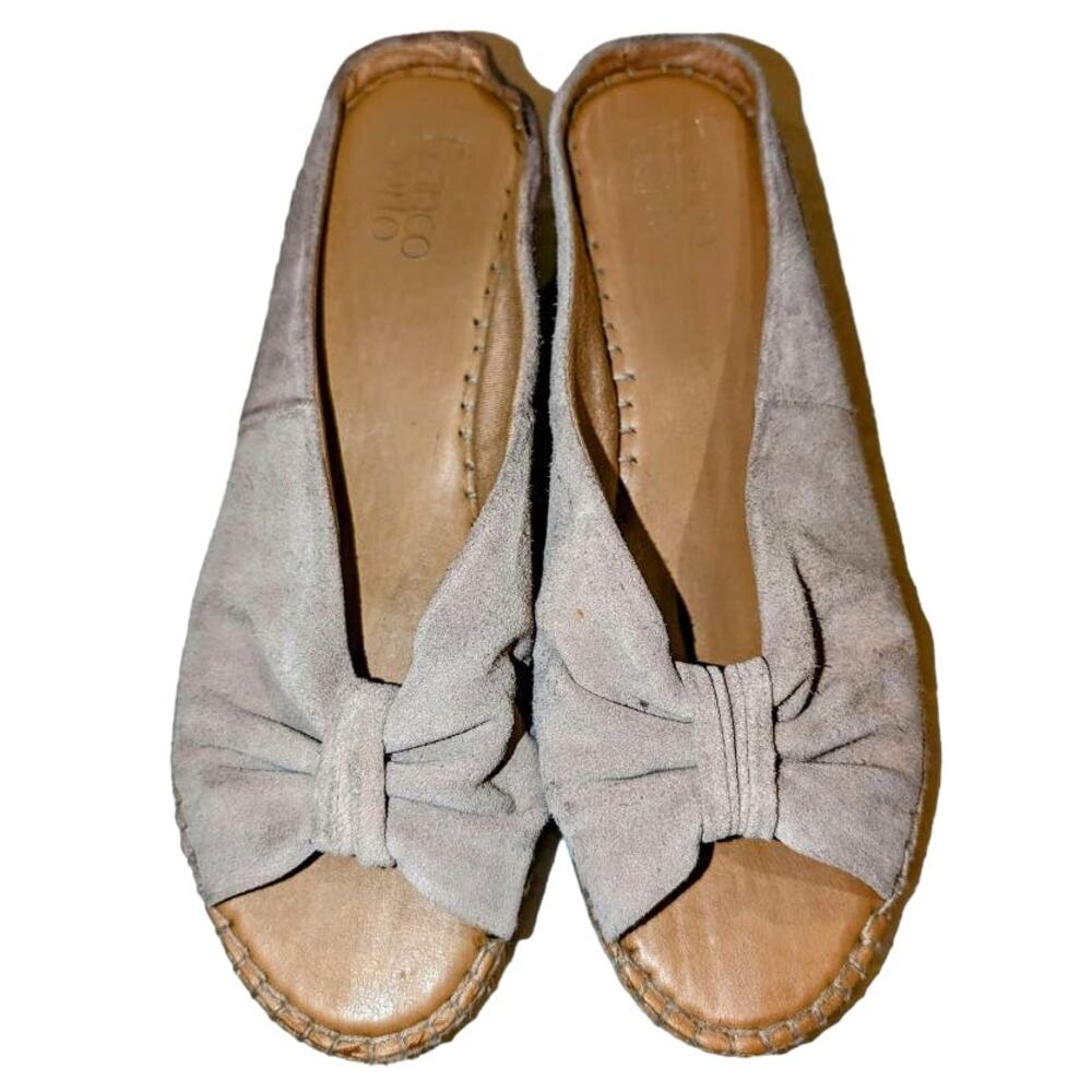 Franco Sarto Suede "Peach" Espradrille Slide Boho Mules Sandals Beige Sz 8.5